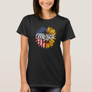 Merica Zonnebloem USA Amerika Vlag Premium T-shirt