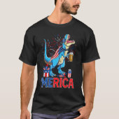 Merican Rex & Beer Glass USA Flag Indepedence Day T-shirt (Voorkant)