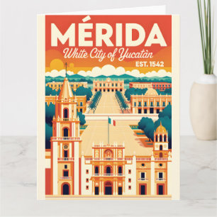 Mérida Mexico Retro Reisposter Kunst Kaart