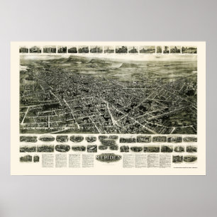 Meriden, CT Panoramic Map - 1918 Poster