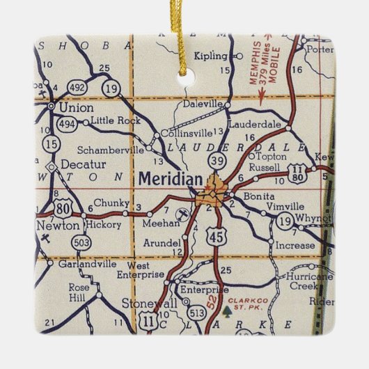 Meridian MS  Map Keramisch Ornament (Voorkant)