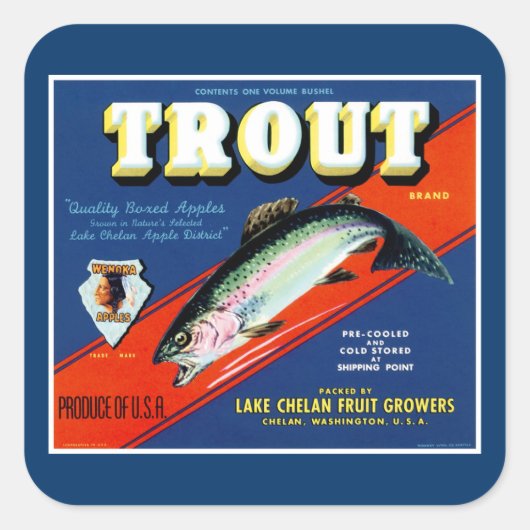 merk Apple-label voor forel Vierkante Sticker (Voorkant)