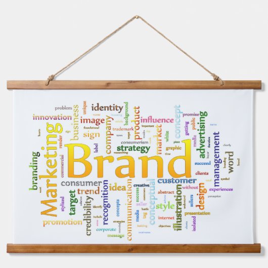 Merk en marketing Verwante Tekst Hangend Wandkleed (Voorkant)