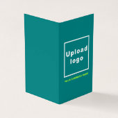 Merk en Product op Blauwgroen Groen Gevouwen Visitekaartjes (Buitenkant)