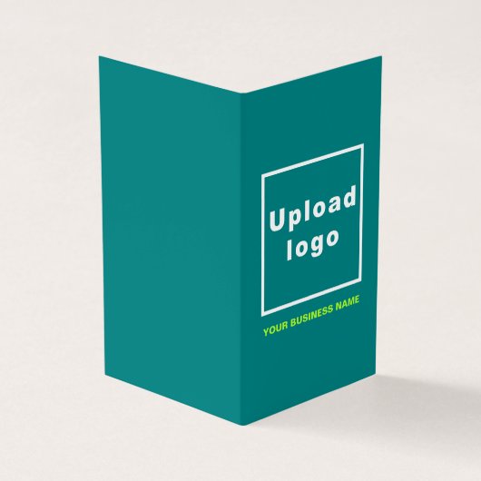 Merk en Product op Blauwgroen Groen Gevouwen Visitekaartjes (Buitenkant)