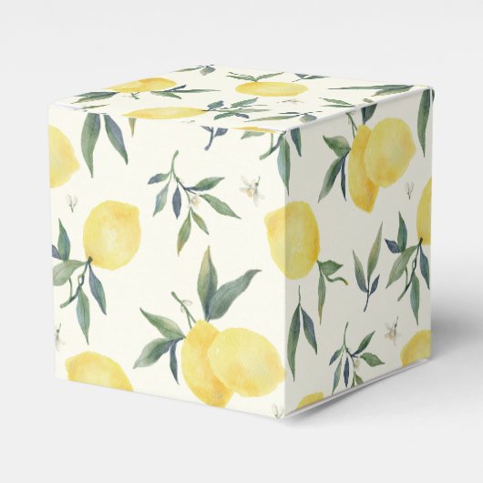 Merk limonade (Ivory) Lemon Pattern - Favor Box Bedankdoosjes (Voorkant Zijde)