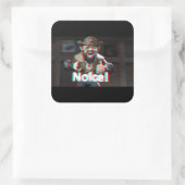 Merk op! Badaz Beard 3D Vierkante Sticker (Tas)