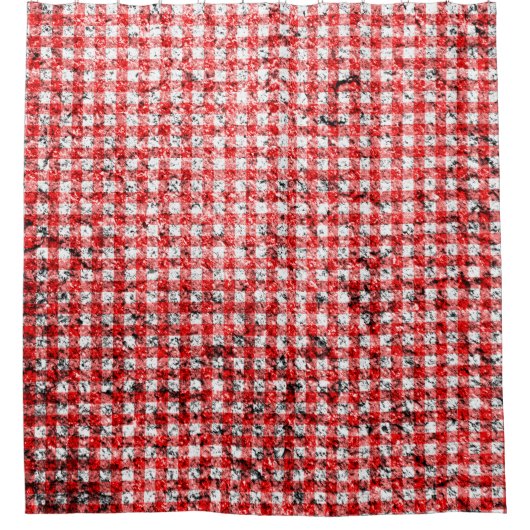 Merk rode en witte gingham douchegordijn (Voorkant)