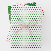 Merk rood groen wit klein pokadots patroon inpakpapier vel (In situ)