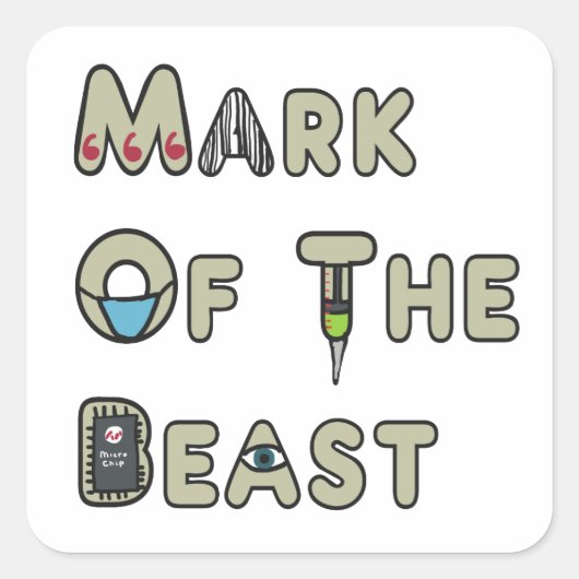 Merk van het beest vierkante sticker (Voorkant)