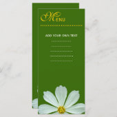 Merkaart voor het menu van het diner, witte maisie (Voorkant / Achterkant)