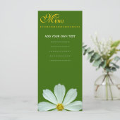 Merkaart voor het menu van het diner, witte maisie (Staand voorkant)