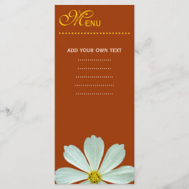 Merkaart voor het menu van het diner, witte maisie