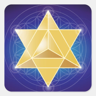 Merkaba met bloem van het leven vierkante sticker