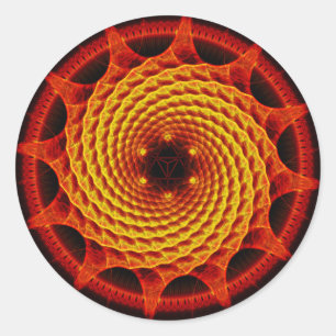 Merkaba Spiral Mandala Red (Fractal Geometry) Ronde Sticker