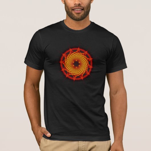 Merkaba Spiral Mandala Red (Fractal Geometry) T-shirt (Voorkant)