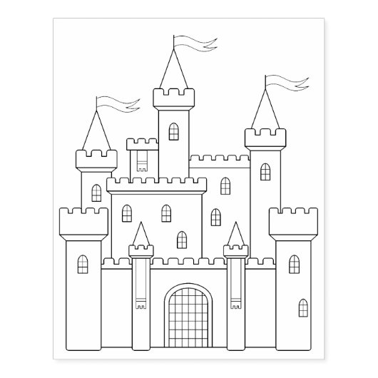 Merkbare middeleeuwse Royal Castle Colour Page Rubberstempel (Afrduk)