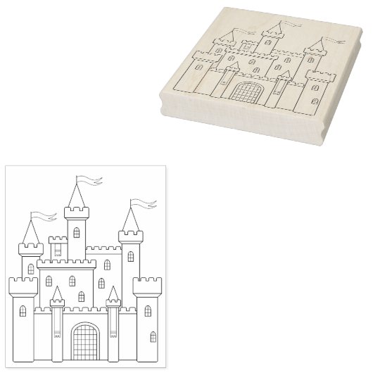 Merkbare middeleeuwse Royal Castle Colour Page Rubberstempel (Gestempeld)