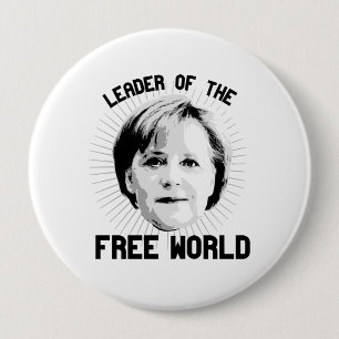 Merkel is leider van de vrije wereld - -  ronde button 4,0 cm