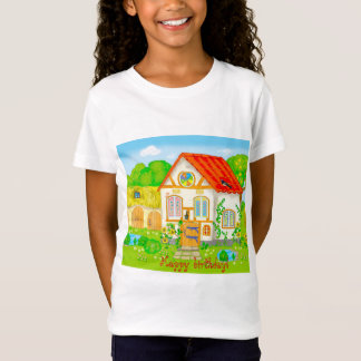 Merkhuis met een rode daktuin t-shirt