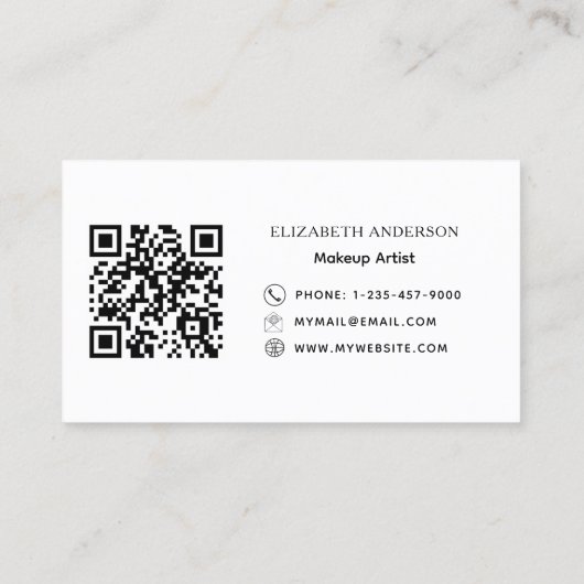 Merkkleur Qr code modern minimalistisch Visitekaartje (Achterkant)