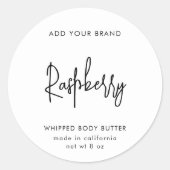 Merkmerk en modern script toevoegen Minimalistisch Ronde Sticker (Voorkant)