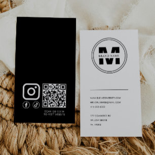 Merknaam Monogram Minimalistische QR-code Visitekaartje