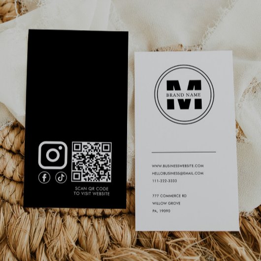Merknaam Monogram Minimalistische QR-code Visitekaartje