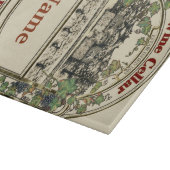 merkteken op het etiket van wijn, snijplank (Hoek)