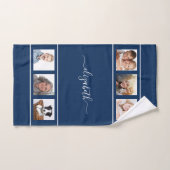 Merkteken voor marineblauw fotocollage handdoek (Handdoek)