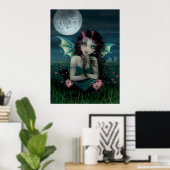 Merkwaardig zoete Vampire Melk en kat Poster (Thuiskantoor)