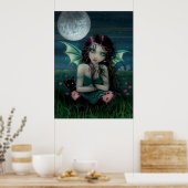 Merkwaardig zoete Vampire Melk en kat Poster (Keuken)