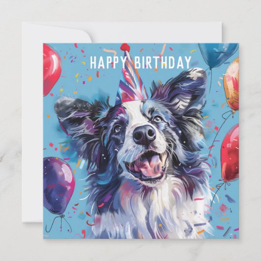 Merle Border Collie Carte d'anniversaire (Devant)