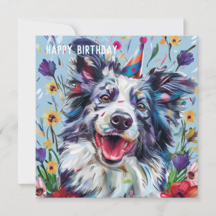 Merle Border Collie Carte d'anniversaire