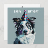 Merle Border Collie Carte d'anniversaire (Devant / Derrière)