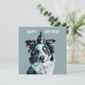 Merle Border Collie Carte d'anniversaire (Debout devant)