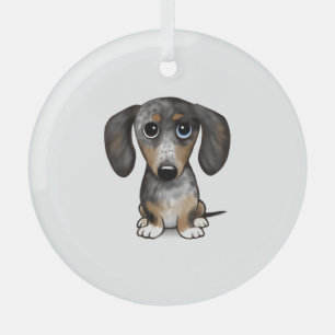 Merle Dapple Dachshund Schattige Wiener Dog Glas Ornament