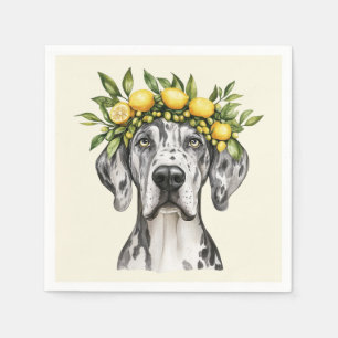 Merle Great Dane Dog Lemon Crown Servet