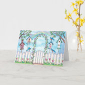 Merles de ressort - carte de voeux (Fleur jaune)