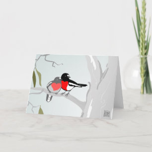 Merles d'écarlate dans la carte de Saint-Valentin