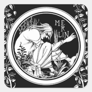 Merlin Art Nouveau fantasie Vierkante Sticker