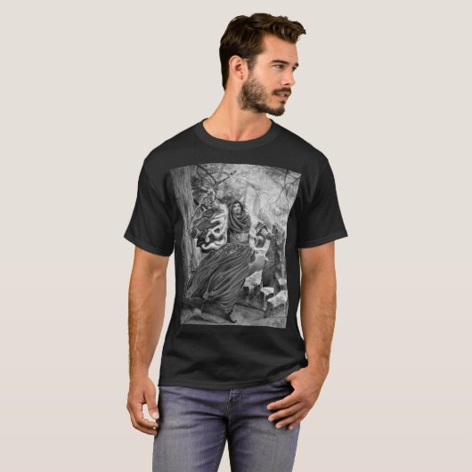 Merlin in Black and White T-Shirt (Voorkant volledig)