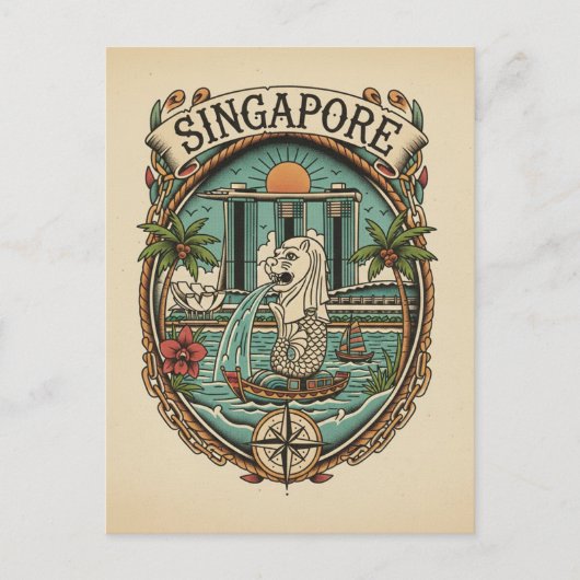 Merlion Singapore Briefkaart (Voorkant)