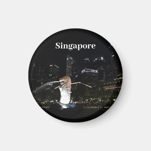 Merlion & Singapore Skyline #1 Magnet (Devant)
