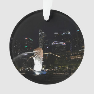 Merlion & Singapour Skyline #1 Ornement