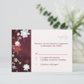 Merlot & Blanc Floral Mariage d'hiver RSVP (Debout devant)