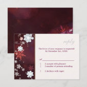 Merlot & Blanc Floral Mariage d'hiver RSVP (Devant / Derrière)