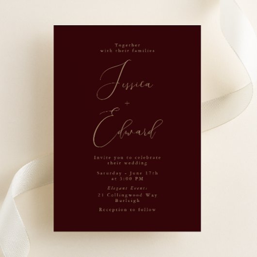 Merlot et Faire-part de mariage or