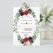 Merlot Marine Bleu Floral Fleur Mariage RSVP (Debout devant)