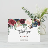 Merlot Marine Floral Mariage écriture Merci (Debout devant)